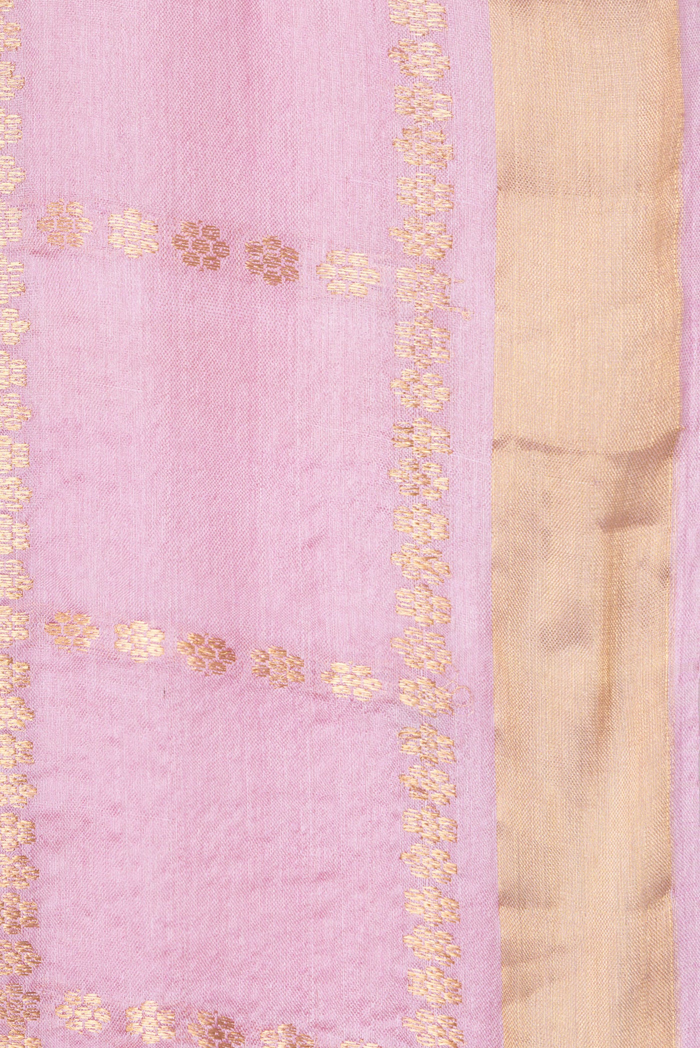 Border image of Pink Dual Tone Tussar Silk Saree with Checked design on the body and Zari Border. 