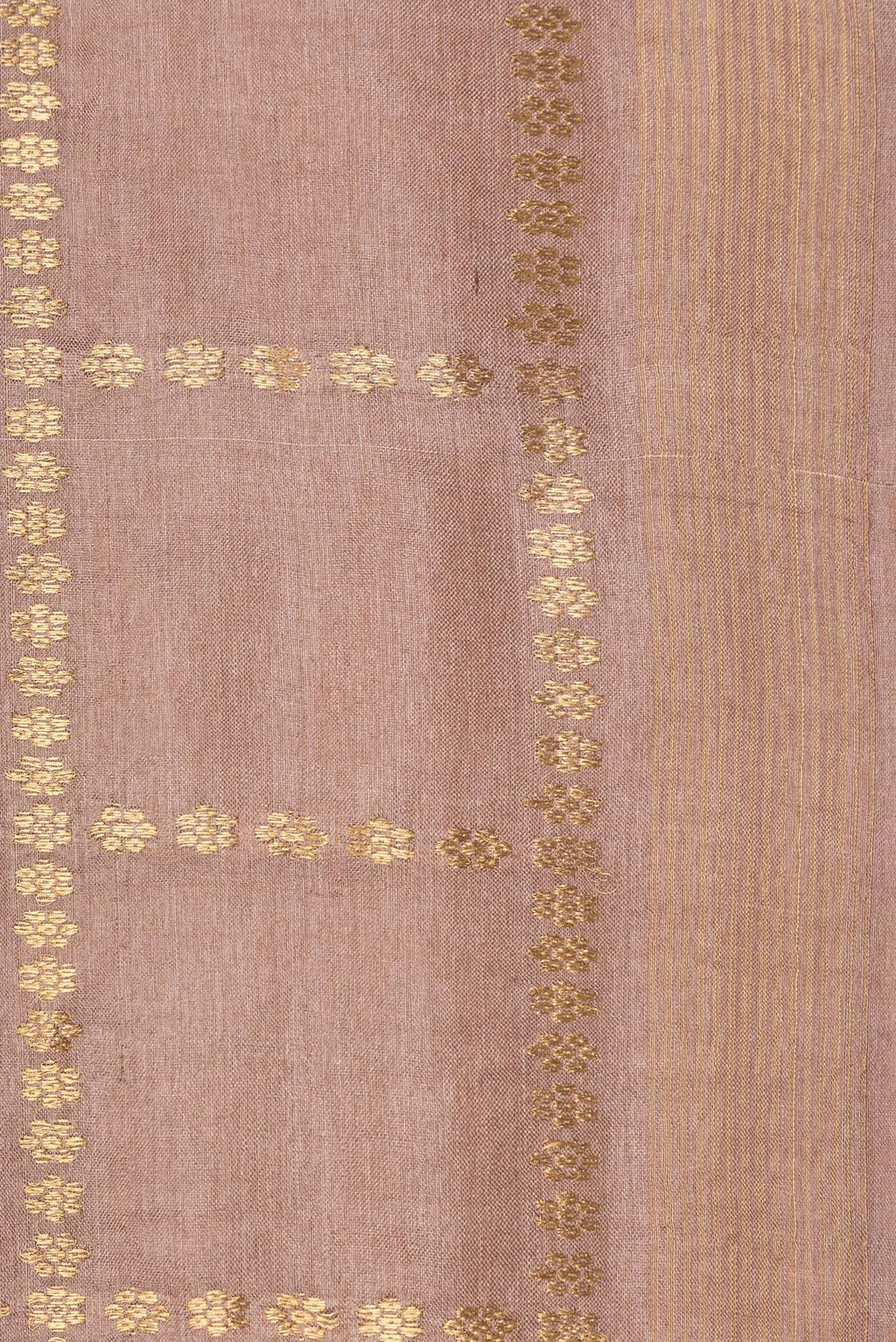 Border image of Brown Dual Tone Tussar Silk Saree with Checked design on the body and Zari Border. 