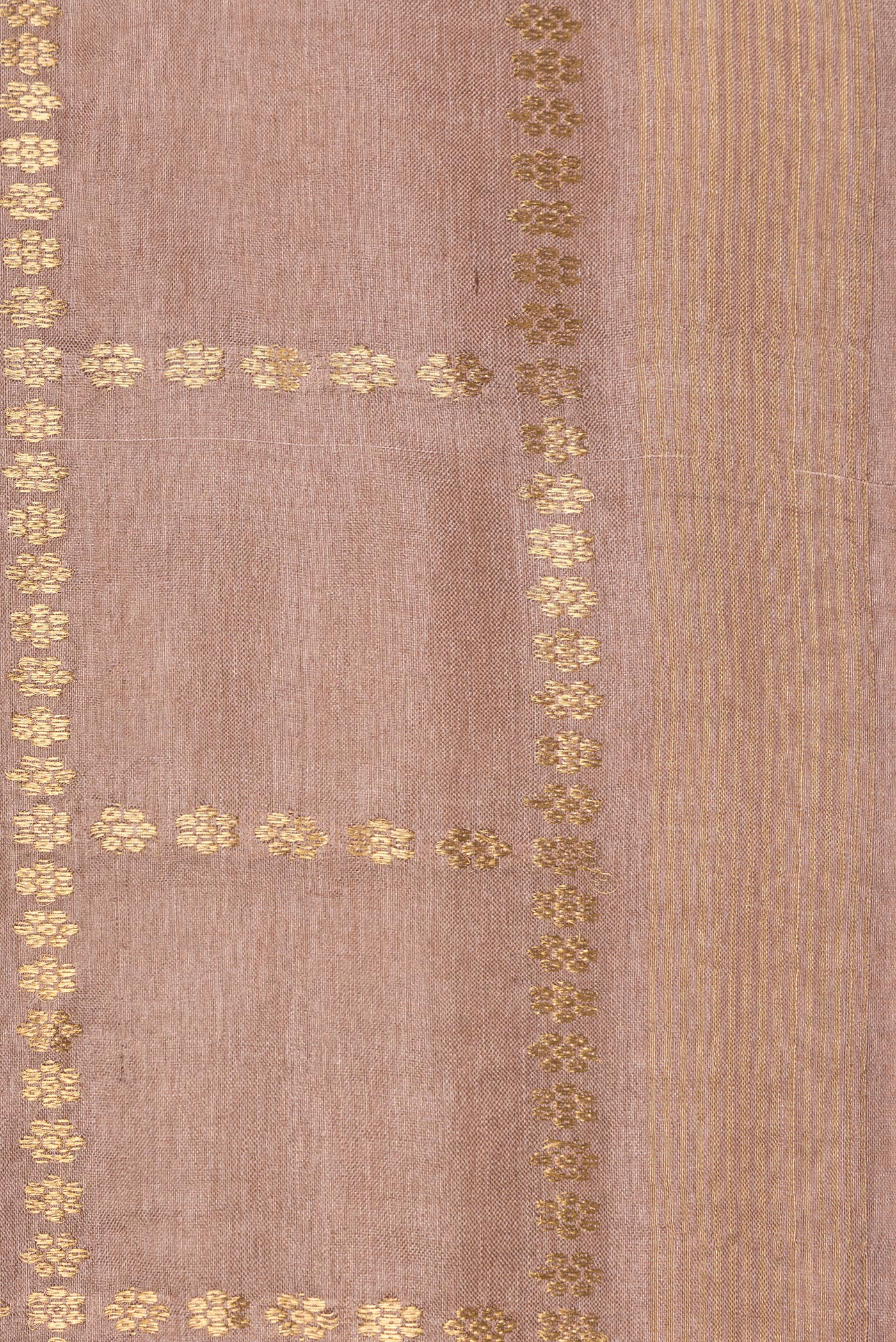 Border image of Brown Dual Tone Tussar Silk Saree with Checked design on the body and Zari Border. 