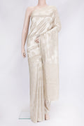 Beige Dual Tone Tussar Silk Saree with Zari Brocade on the body and Plain Border.  displayed on a mannequin