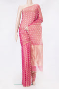 Rose pink Dual Tone Tussar Silk Saree with Zari Butta on the body and Zari Border.  displayed on a mannequin