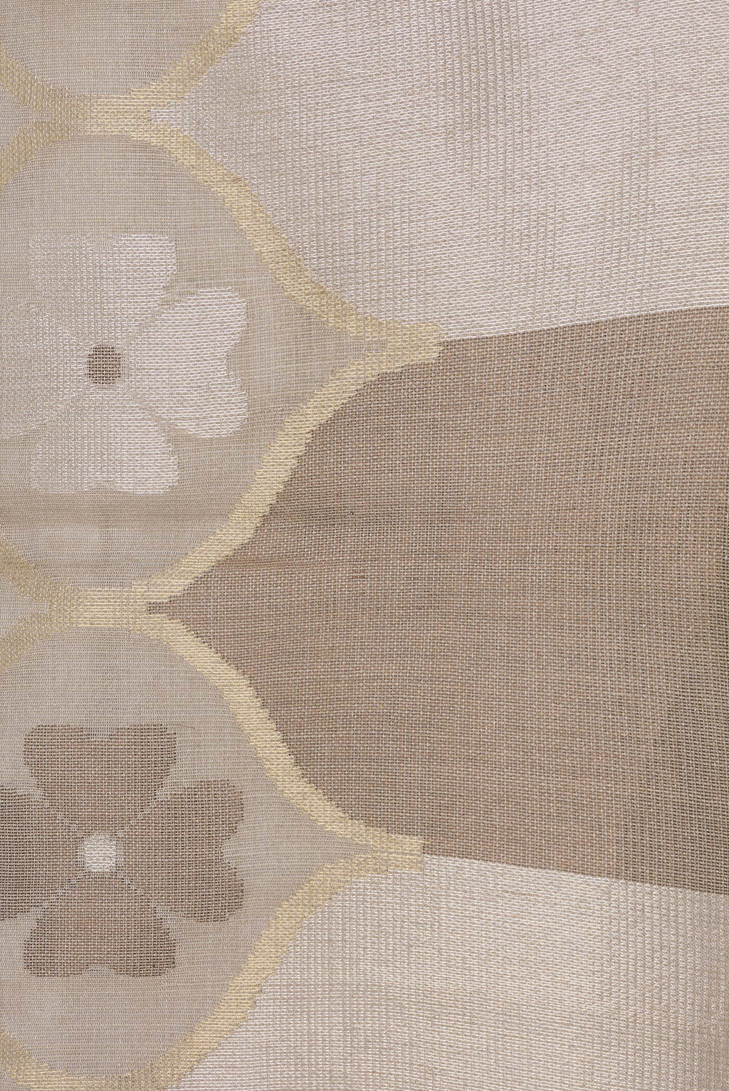 Border image of Beige Dual Tone Chanderi Silk Saree with Zari Brocade on the body and Without Border. 