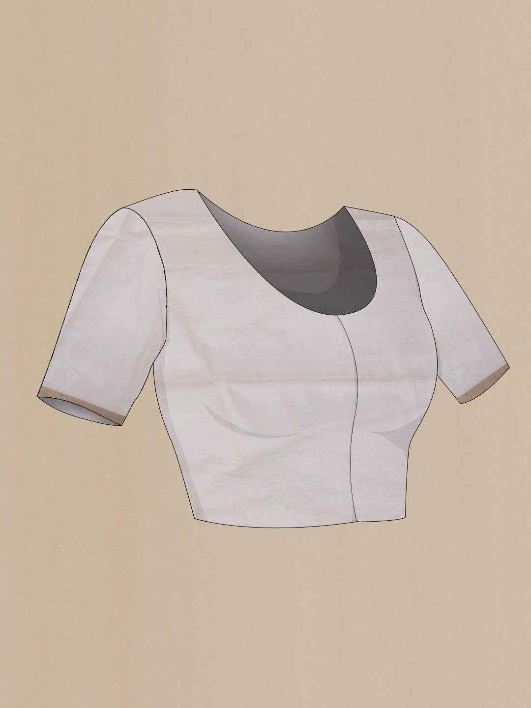 Close up image of the blouse of Beige Dual Tone Chanderi Silk Saree with Zari Brocade on the body and Zari Border. 