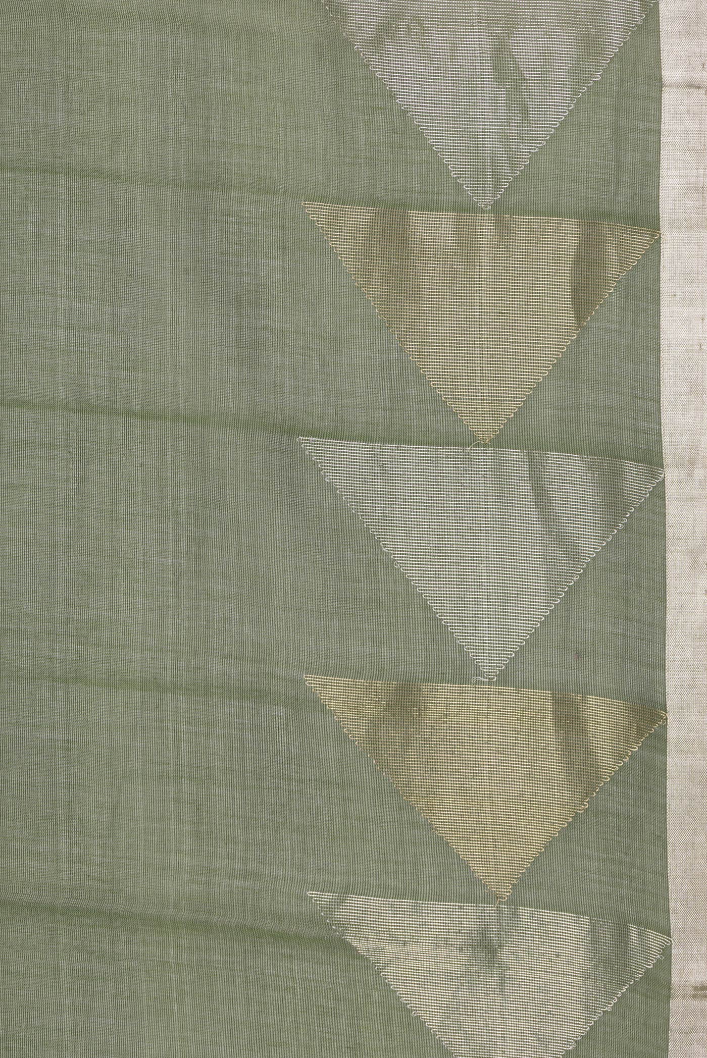 Border image of Green Dual Tone Tussar Silk Saree with Checked design on the body and Zari Border. 