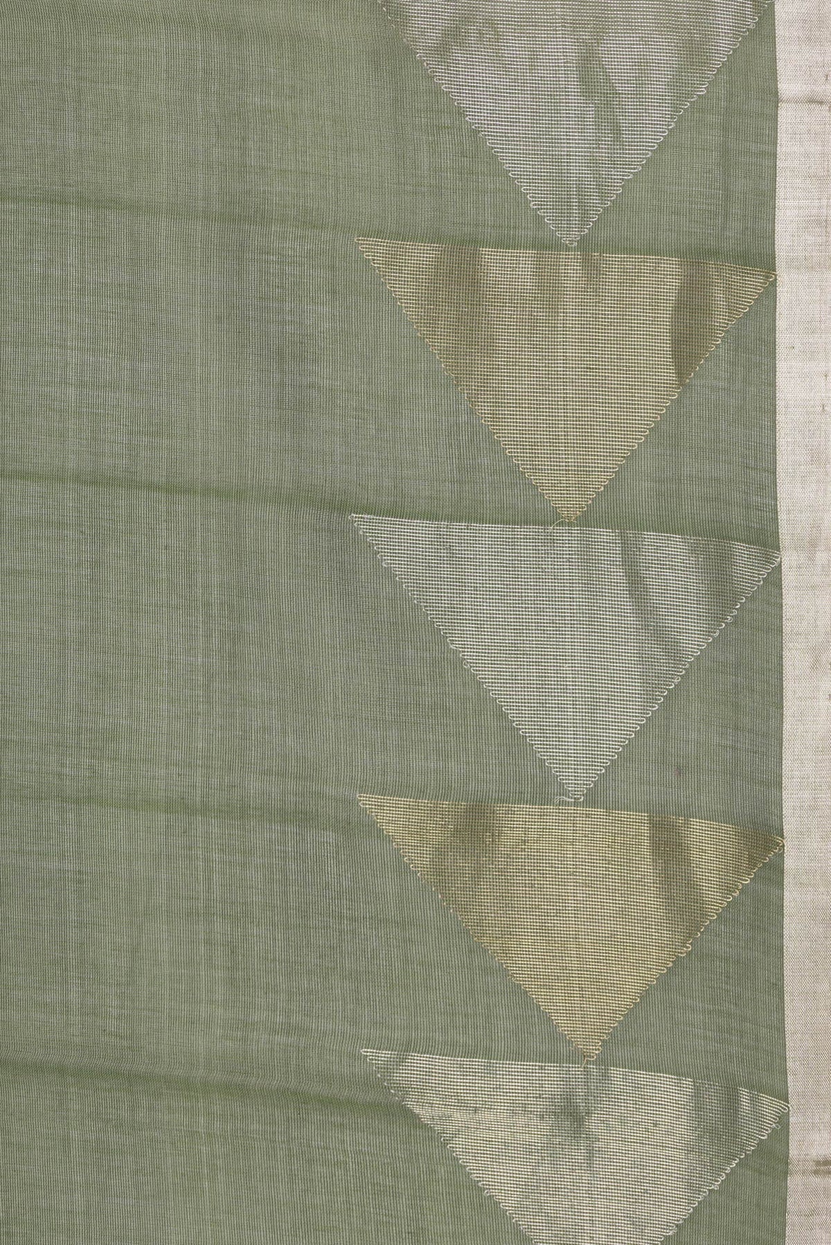 Border image of Green Dual Tone Tussar Silk Saree with Checked design on the body and Zari Border. 