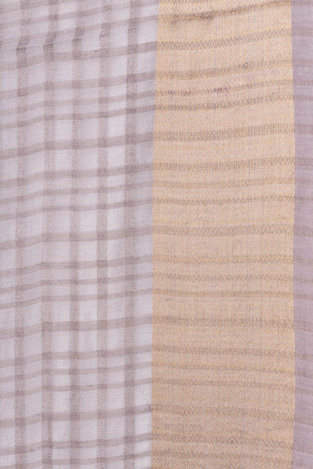 Border image of Grey Dual Tone Tussar Silk Saree with Checked design on the body and Zari Border. 