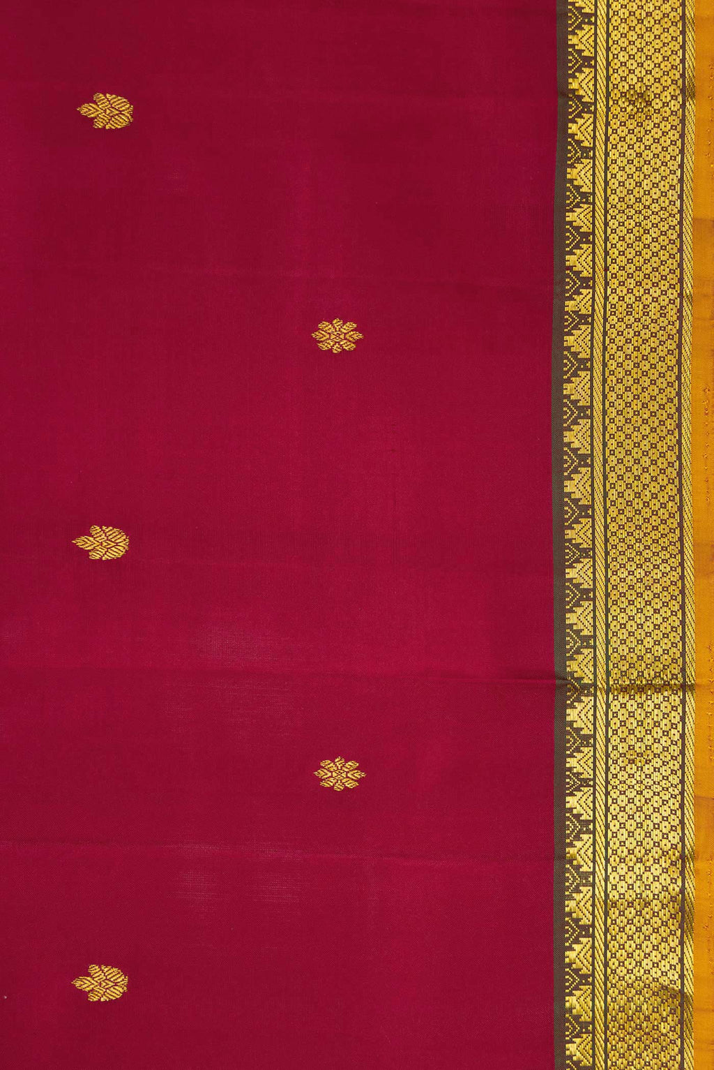 Border image of Maroon Dual Tone Kanchipuram Silk Saree with Zari Butta on the body and Zari Border. 