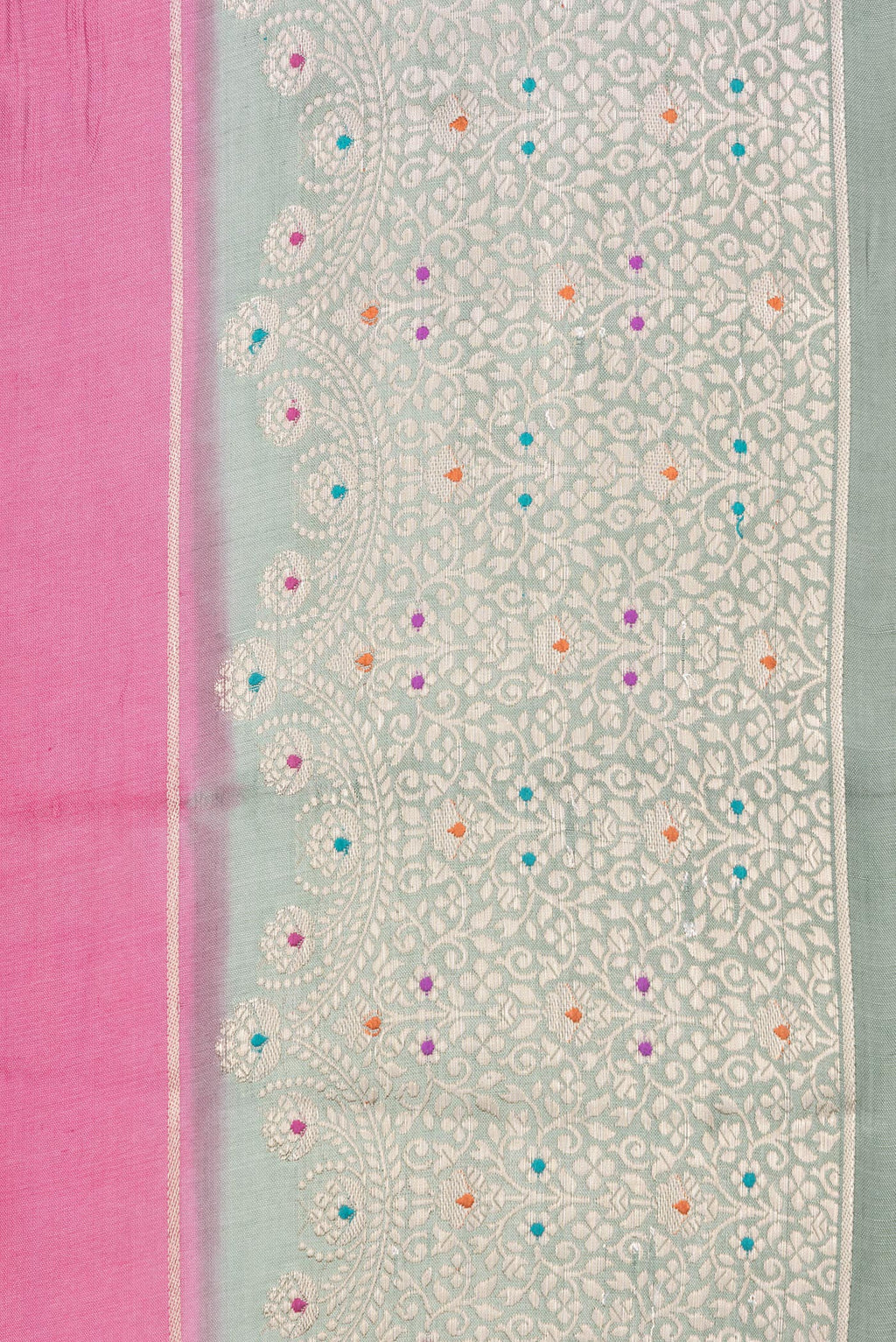 Border image of Pink Dual Tone Tussar Silk Saree with Zari Butta on the body and Fancy Border. 