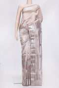Purple Dual Tone Organza Silk Saree with Zari Brocade on the body and Zari Border.  displayed on a mannequin