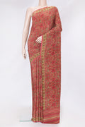 Pink Dual Tone Mysore Crepe Saree with Printed design on the body and Printed Border.  displayed on a mannequin
