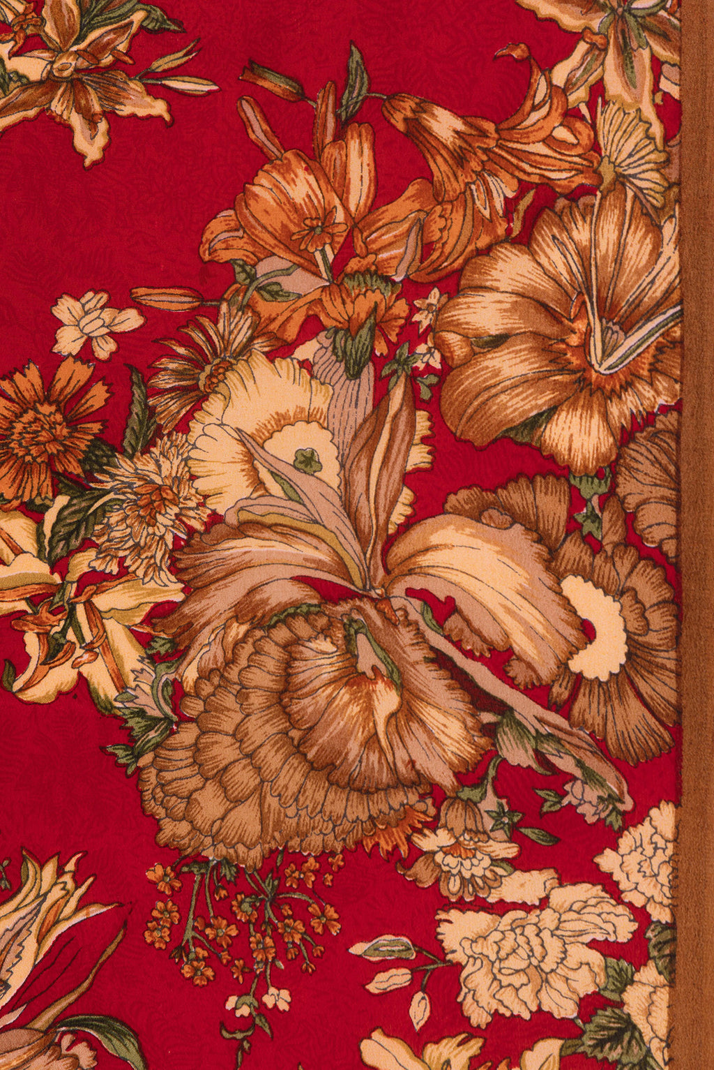 Border image of Red Dual Tone Mysore Crepe Saree with Printed design on the body and Plain Border. 