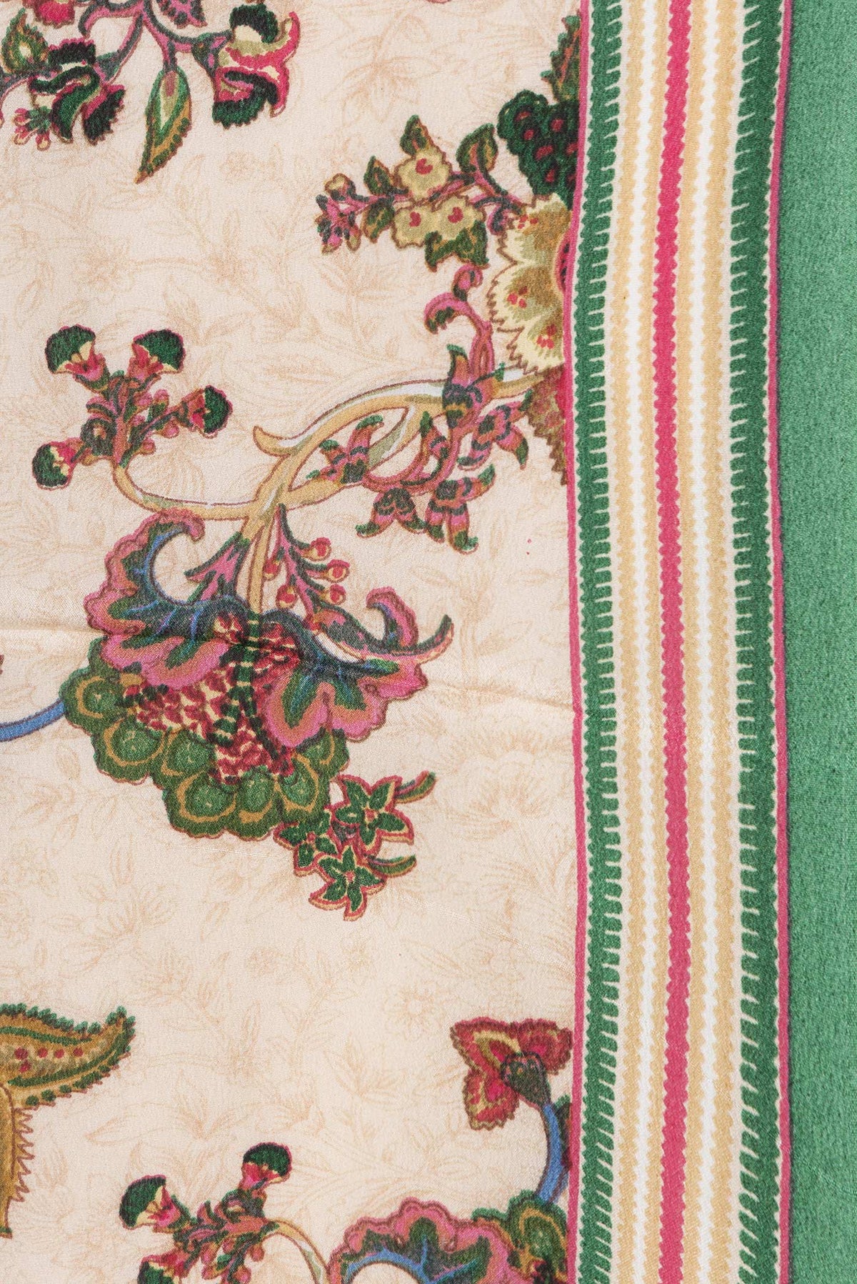 Border image of Beige Dual Tone Mysore Crepe Saree with Printed design on the body and Printed Border. 