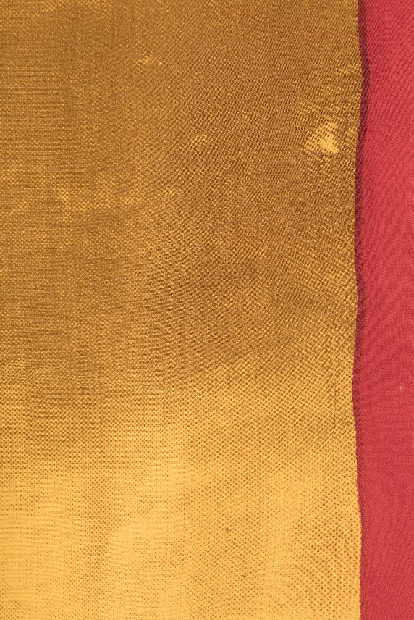 Border image of Mustard Dual Tone Mysore Crepe Saree with Printed design on the body and Plain Border. 