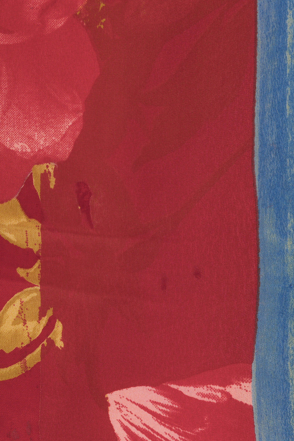 Border image of Red Dual Tone Mysore Crepe Saree with Printed design on the body and Plain Border. 