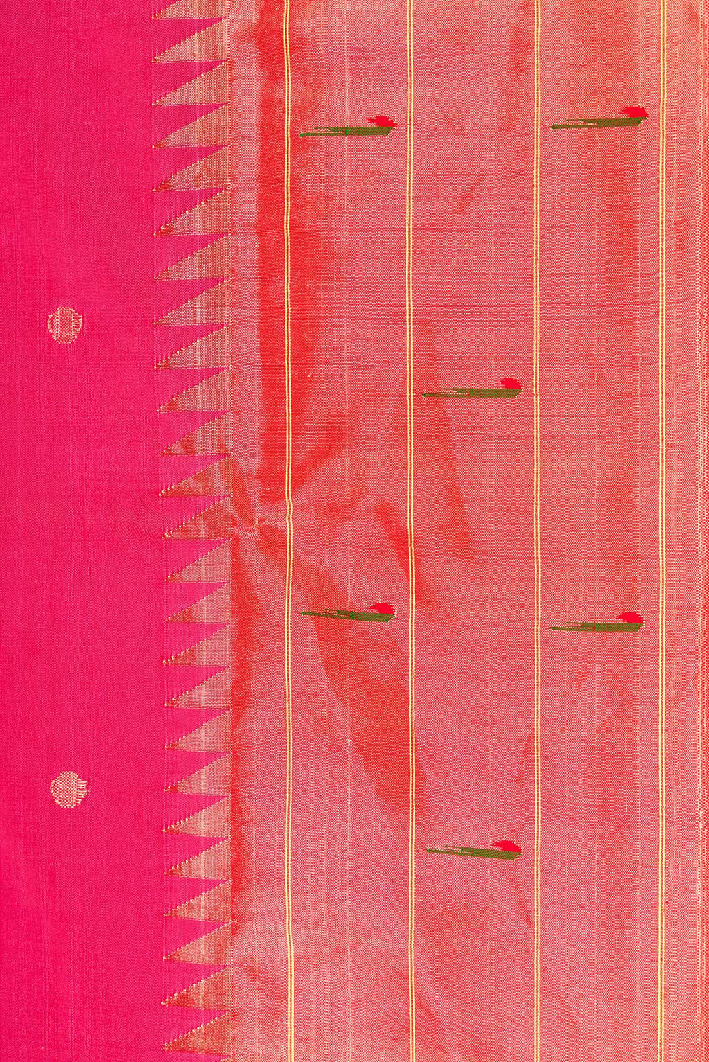 Border image of Pink Dual Tone Paithani Silk Saree with Zari Butta on the body and Paithani Border. 