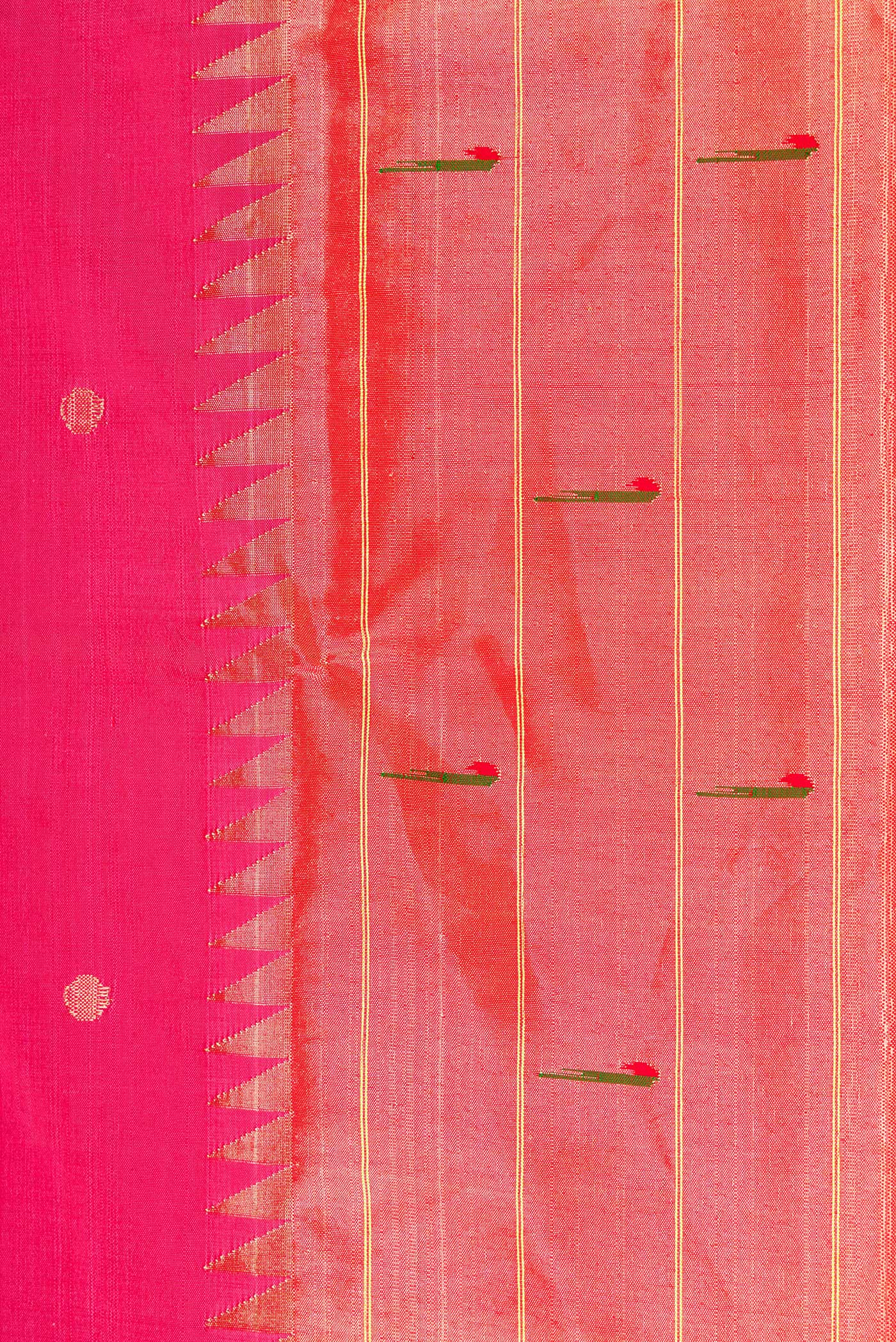 Border image of Pink Dual Tone Paithani Silk Saree with Zari Butta on the body and Paithani Border. 