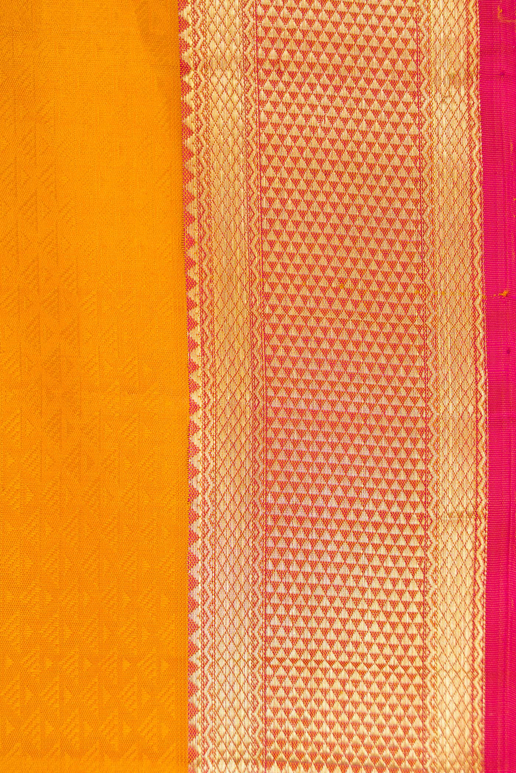 Border image of Mustard Dual Tone Kanjivaram Silk Saree with Jacquard design on the body and Zari Border. 