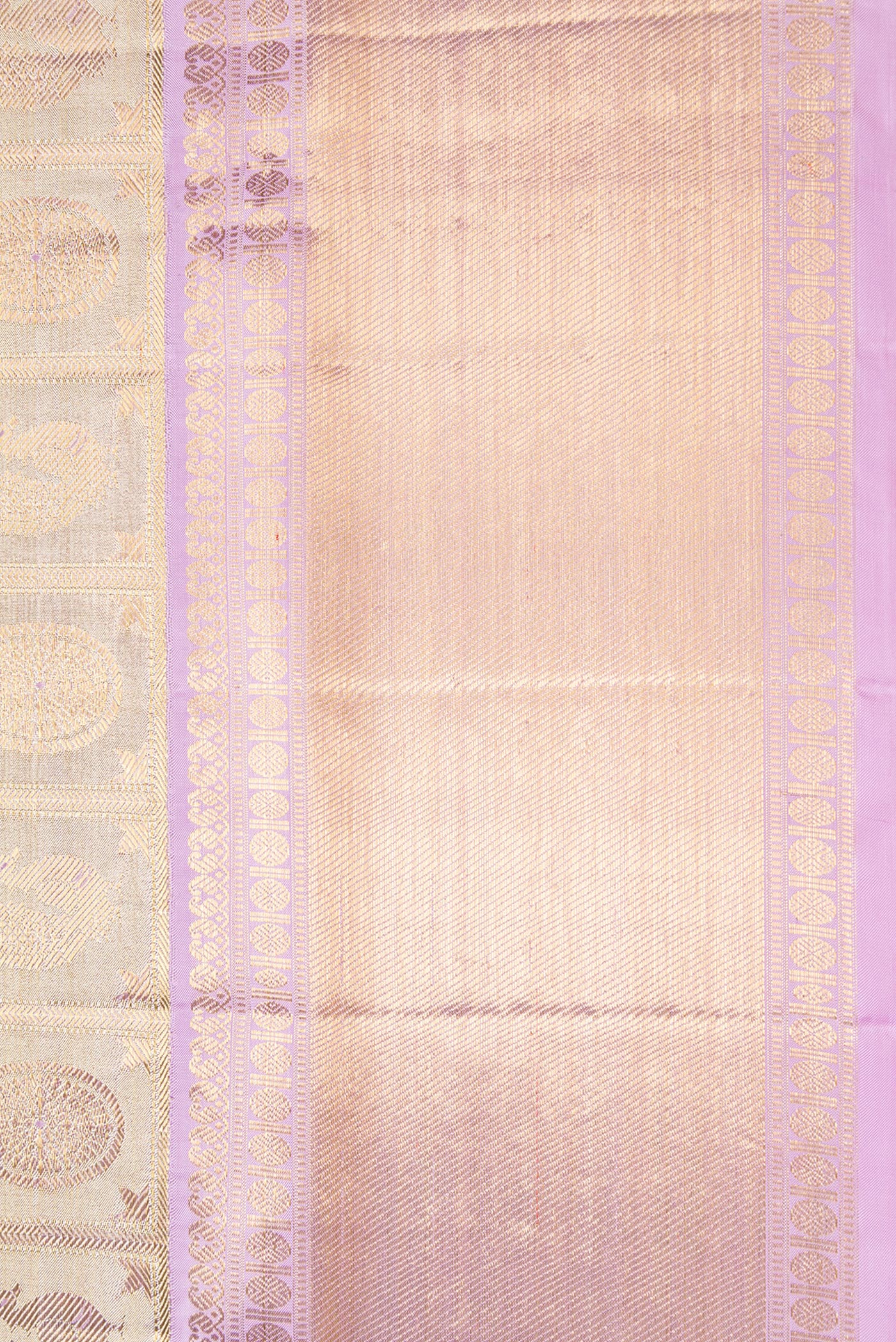 Border image of Gold Dual Tone Kanjivaram Tissue Silk Saree with Zari Brocade on the body and Zari Border. 
