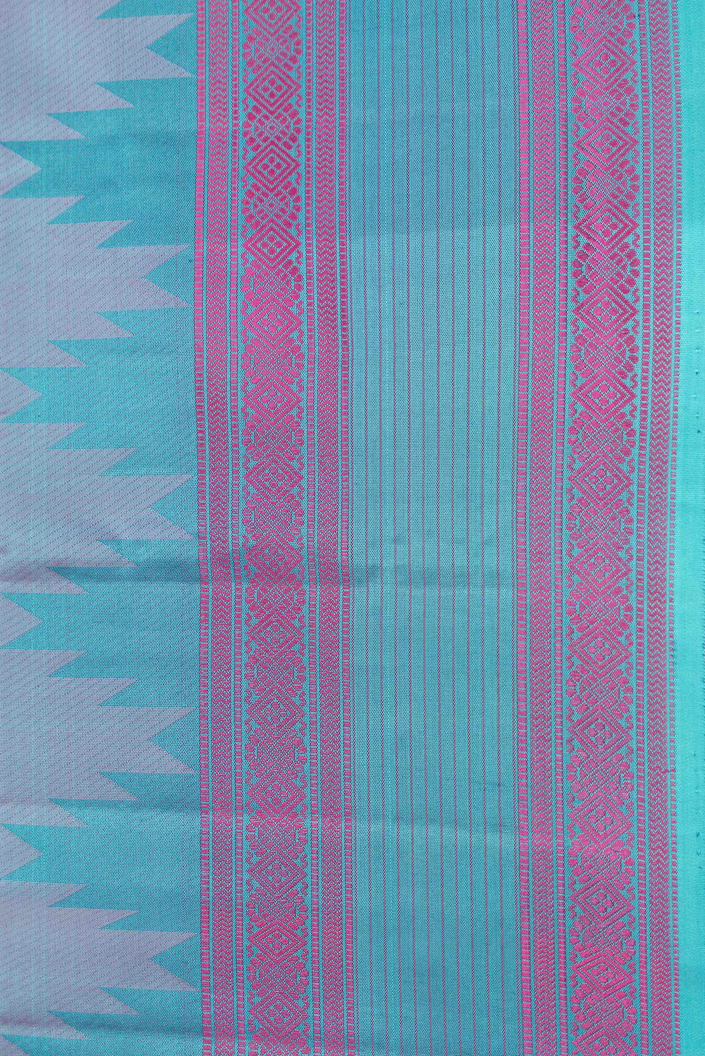 Border image of Peacock Blue Dual Tone Kanchipuram Silk Saree with Jacquard design on the body and Thread Border. 