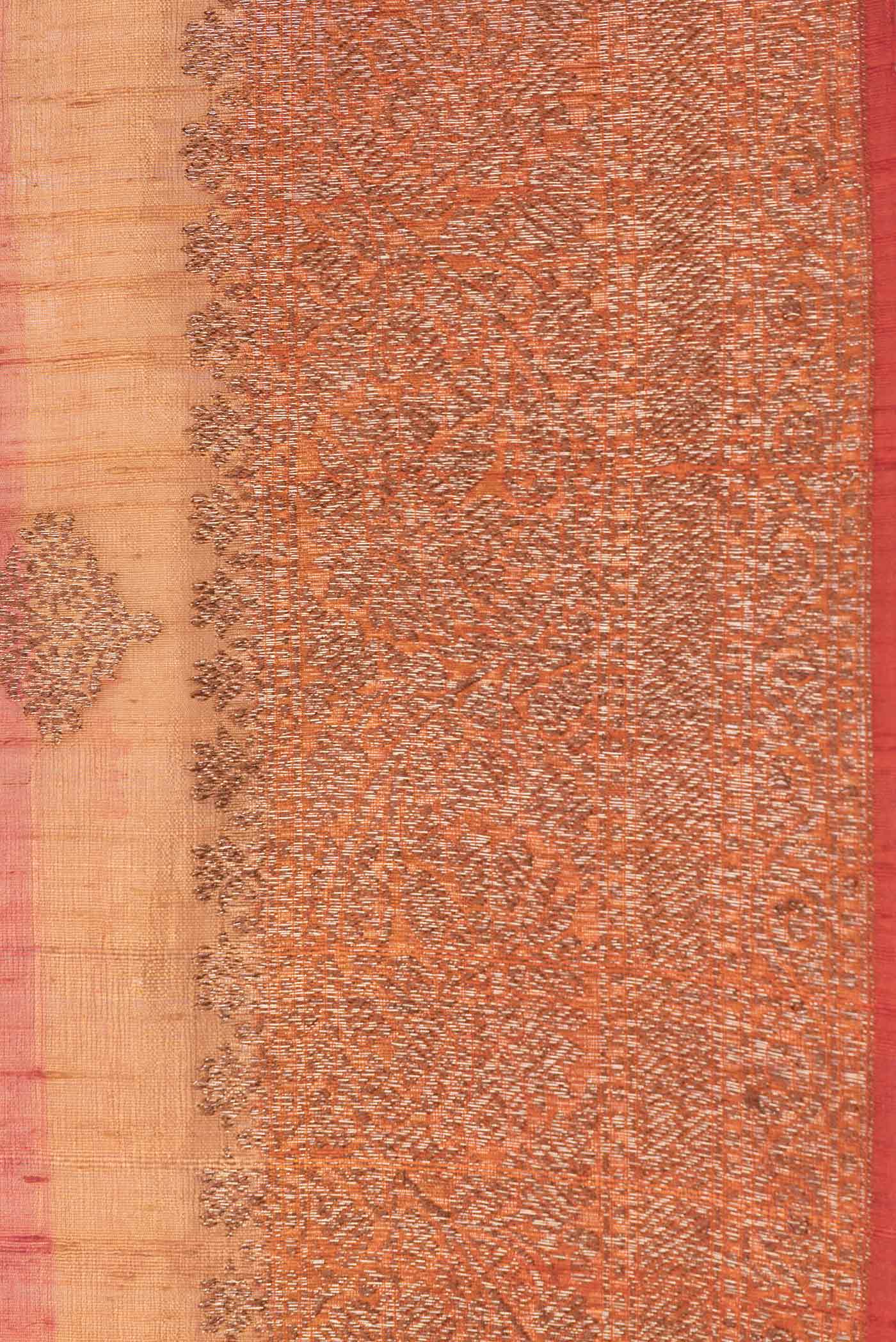 Border image of Beige Dual Tone Tussar Saree with Zari Butta on the body and Zari Border. 
