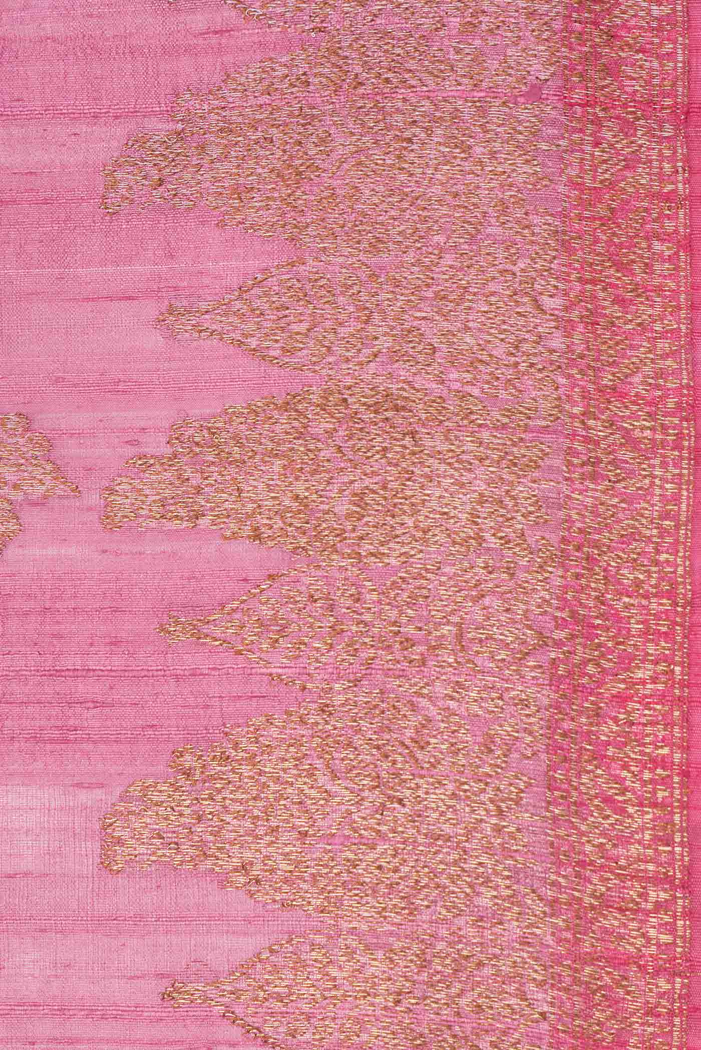 Border image of Pink Dual Tone Tussar Saree with Zari Butta on the body and Zari Border. 