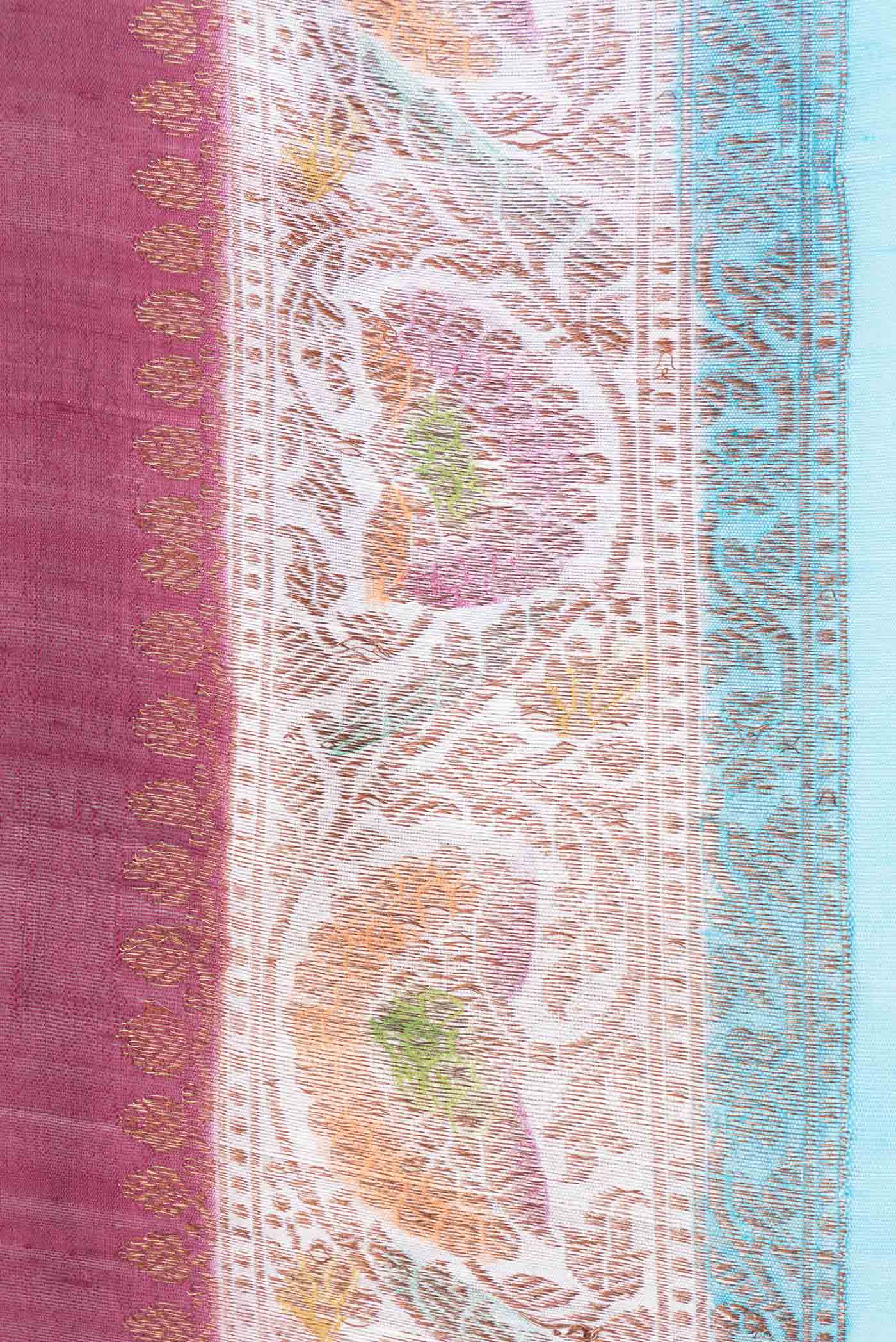 Border image of Maroon Dual Tone Tussar Saree with Zari Butta on the body and Zari Border. 