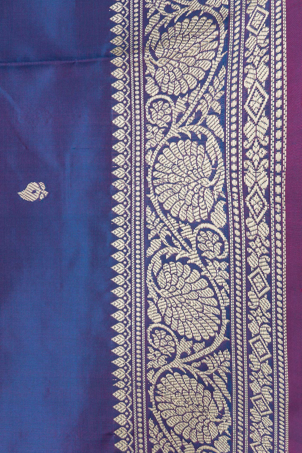 Border image of Peacock Blue Dual Tone Banarasi Silk Saree with Thread Butta on the body and Thread Border. 