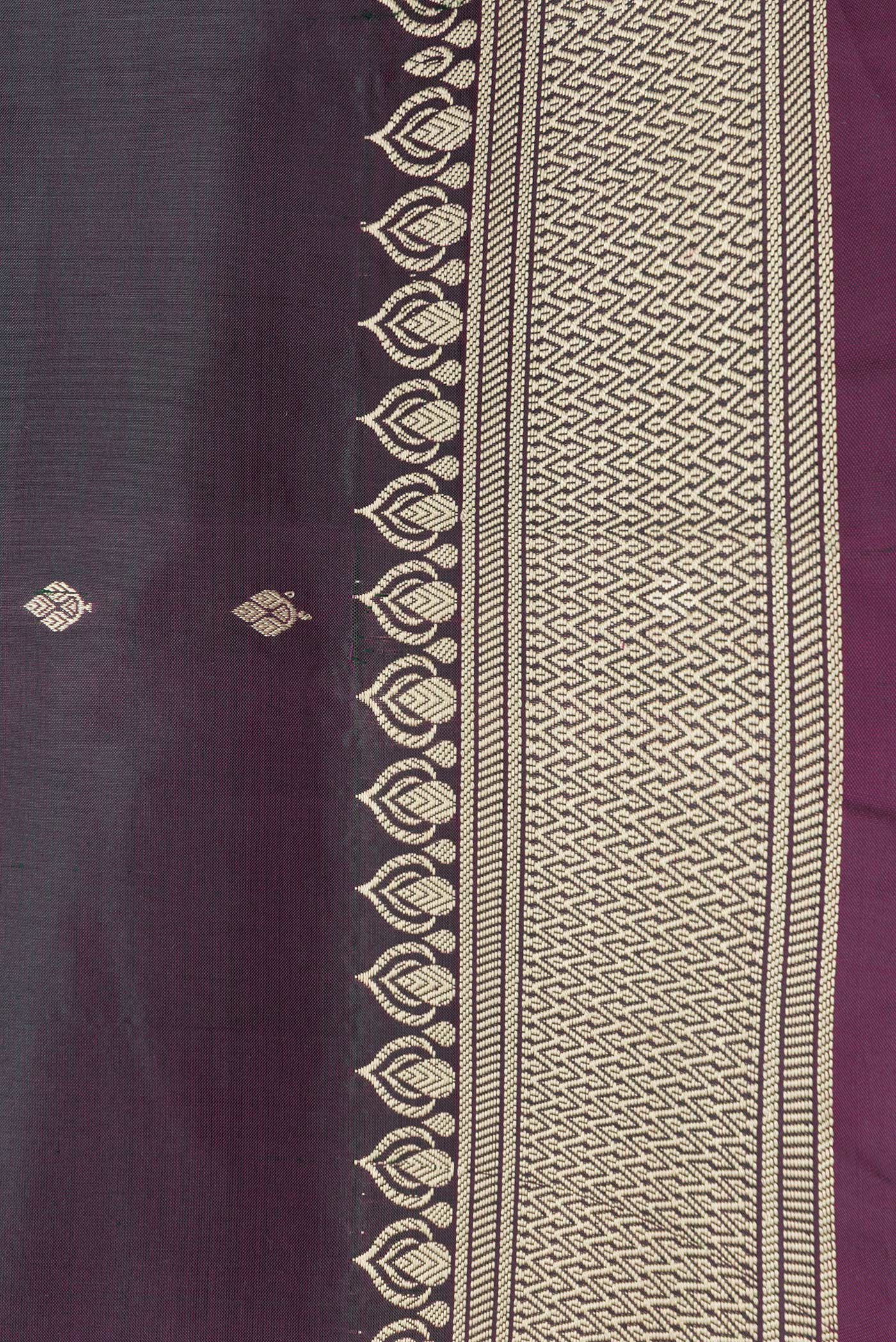 Border image of Green Dual Tone Banarasi Silk Saree with Thread Butta on the body and Thread Border. 