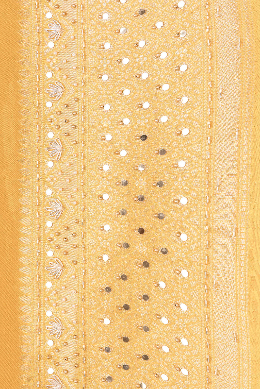 Border image of Yellow Dual Tone Mysore Georgette Saree with Embroidery on the body and Embroidery Border. 