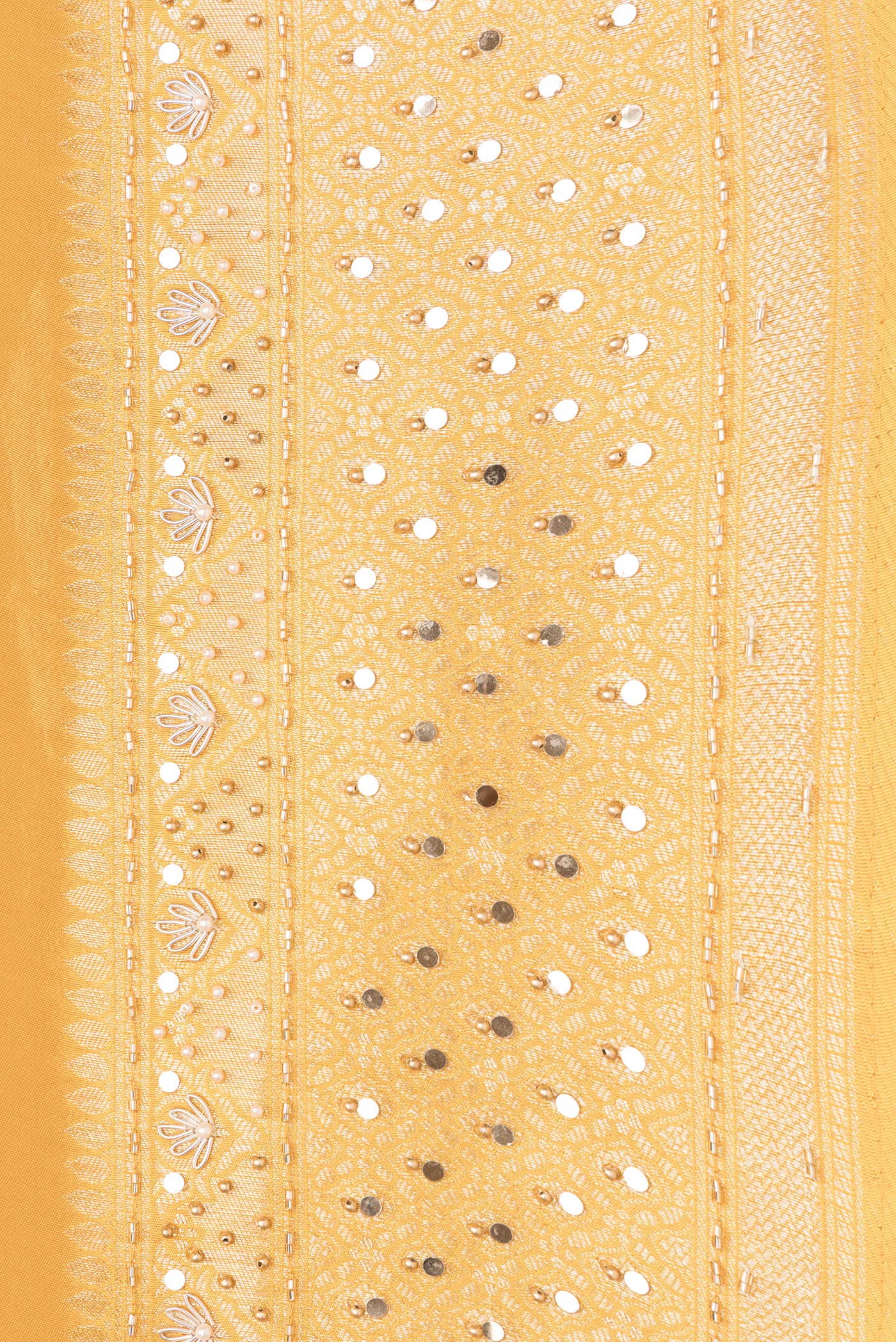Border image of Yellow Dual Tone Mysore Georgette Saree with Embroidery on the body and Embroidery Border. 