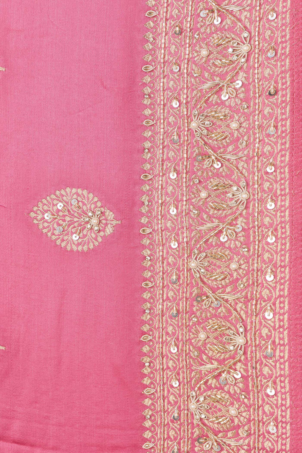 Border image of Pink Dual Tone Satin Crepe Saree with Embroidery on the body and Embroidery Border. 