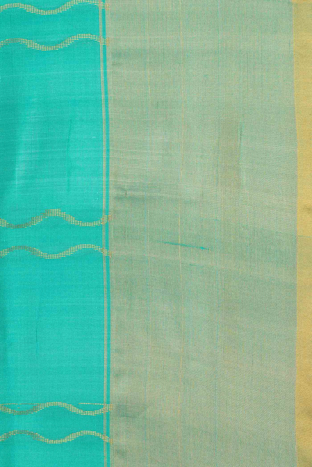 Border image of Sea Green Dual Tone Uppada Silk Saree with Checked design on the body and Zari Border. 