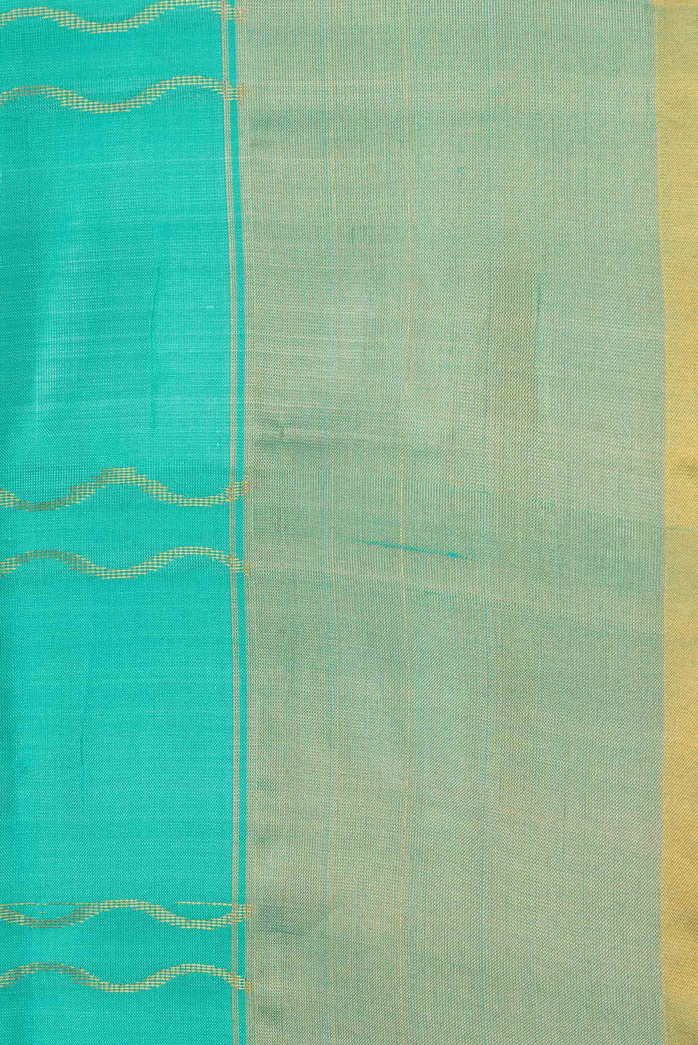 Border image of Sea Green Dual Tone Uppada Silk Saree with Checked design on the body and Zari Border. 
