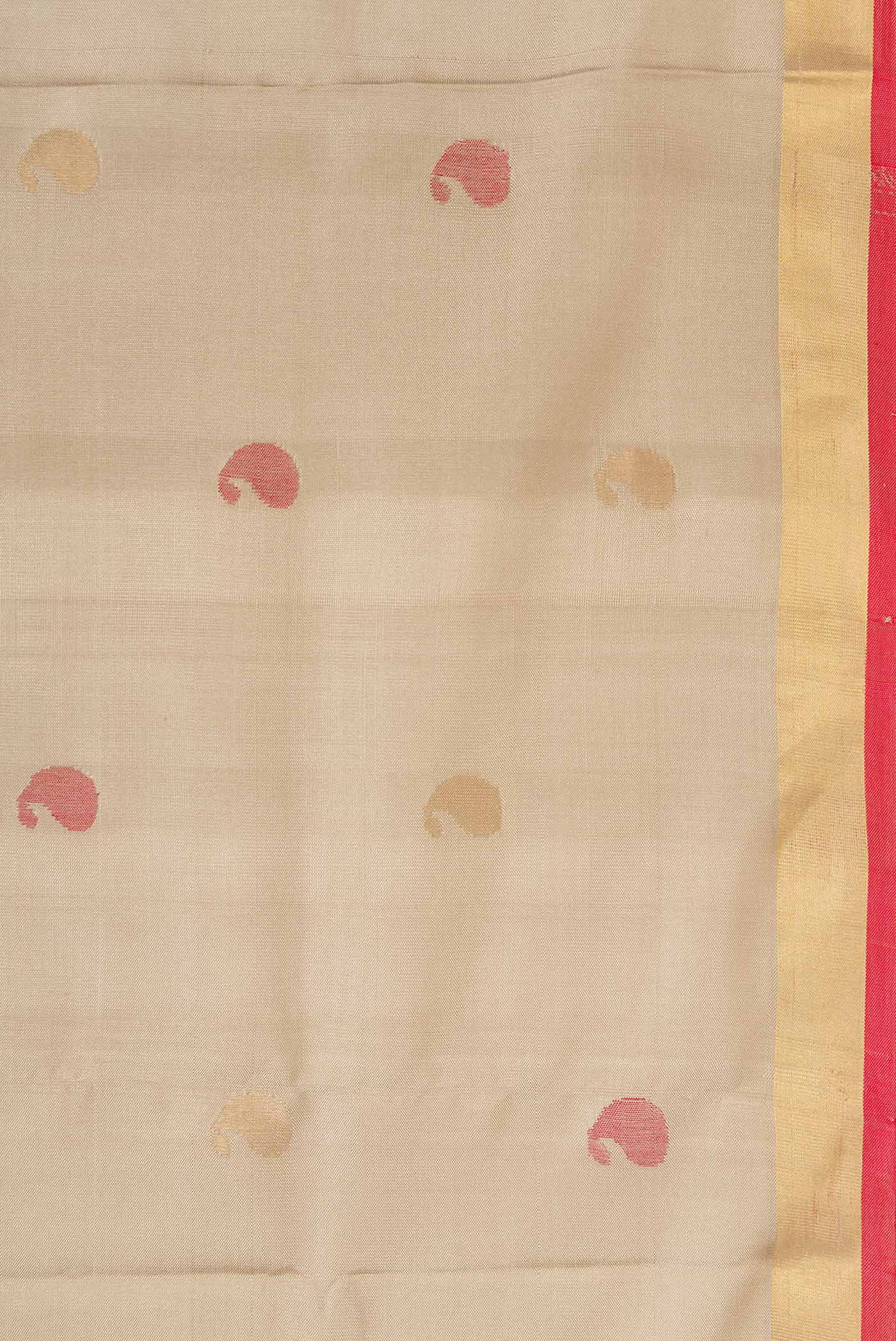 Border image of Beige Dual Tone Uppada Silk Saree with Zari And Thread Butta on the body and Zari Border. 