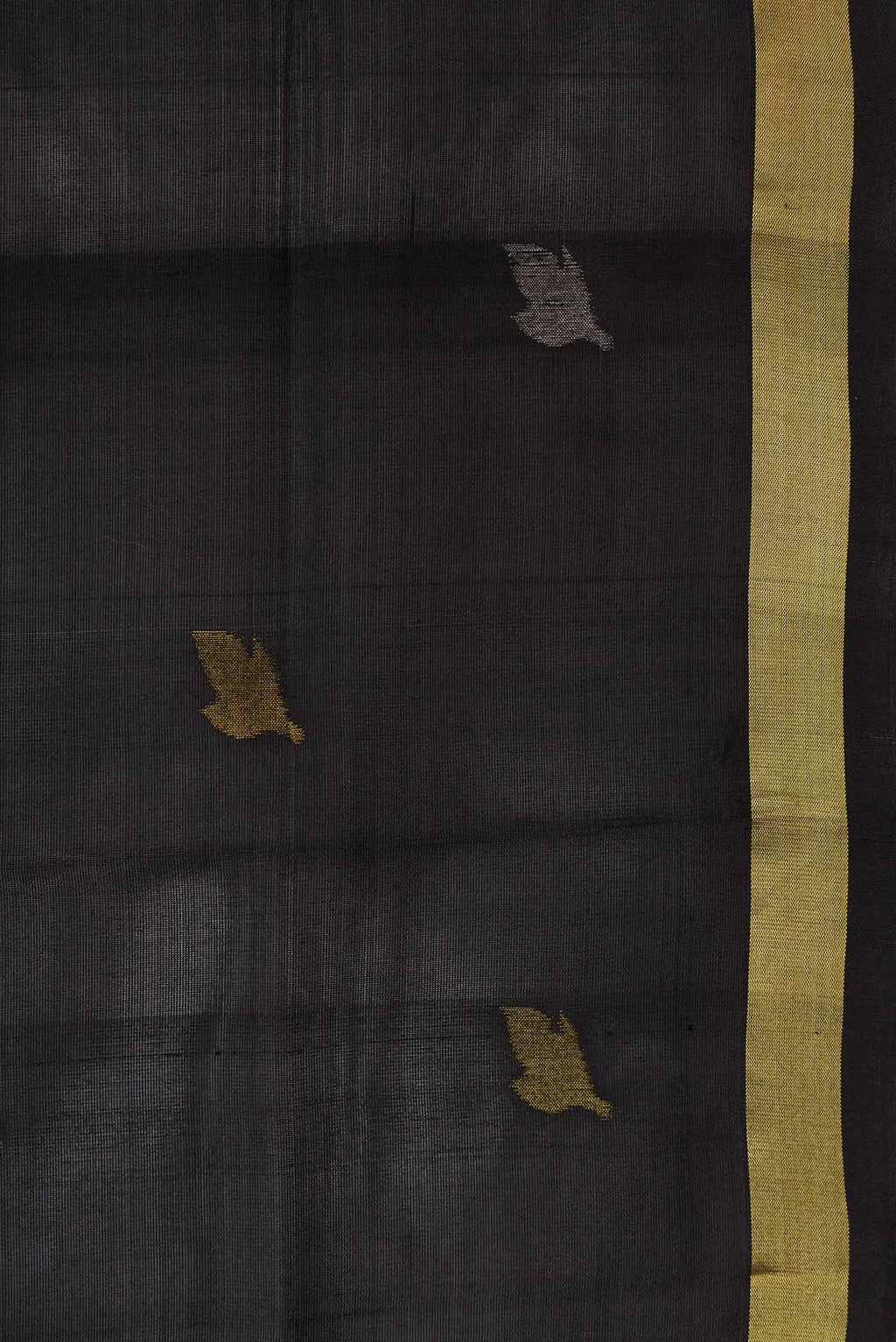 Border image of Black Dual Tone Uppada Silk Saree with Zari Butta on the body and Zari Border. 