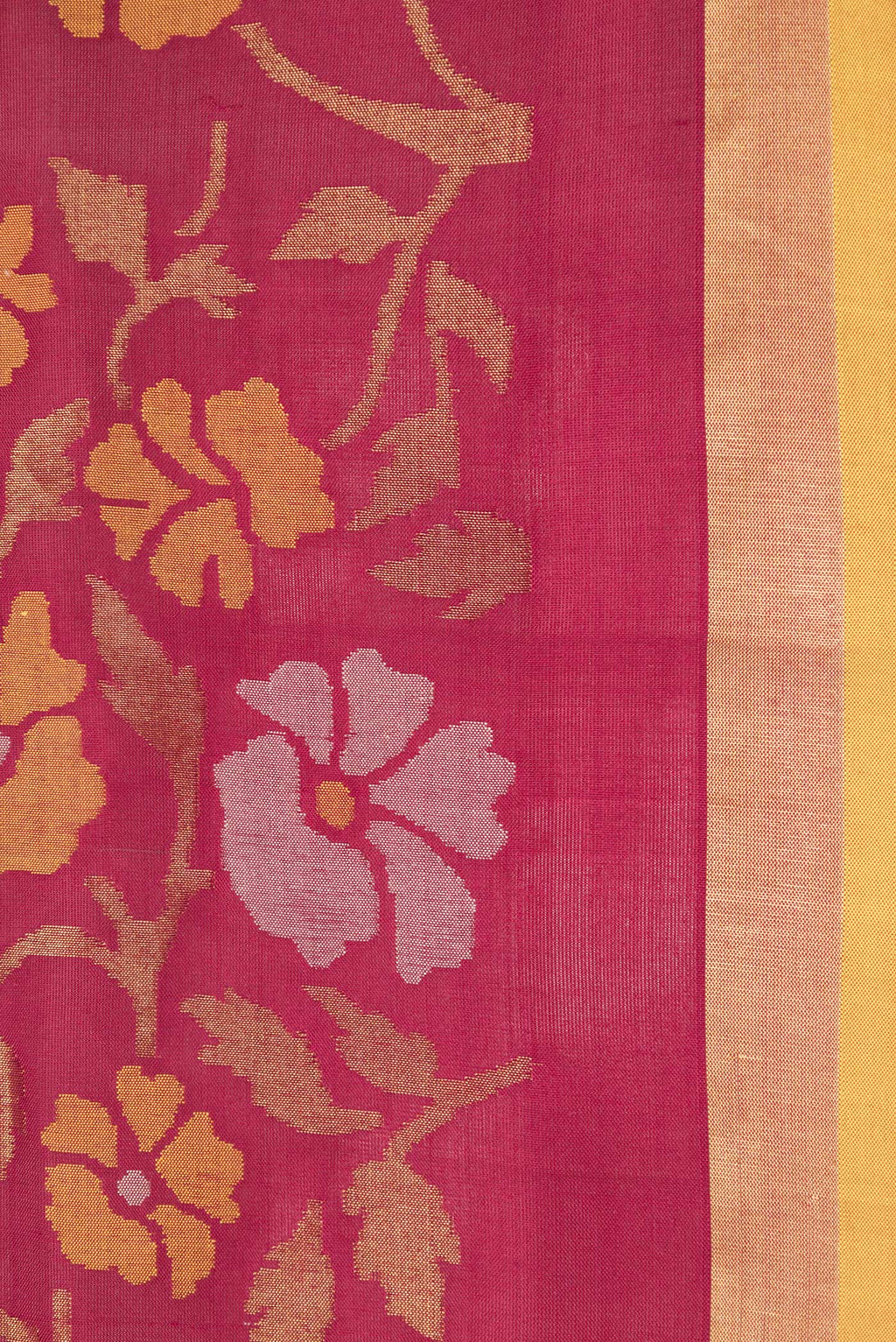 Border image of Maroon Dual Tone Uppada Silk Saree with Zari Butta on the body and Zari Border. 