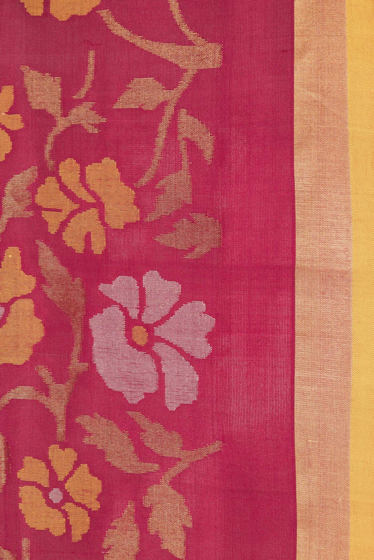 Border image of Maroon Dual Tone Uppada Silk Saree with Zari Butta on the body and Zari Border. 
