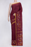 Maroon Dual Tone Uppada Silk Saree with Zari Butta on the body and Zari Border.  displayed on a mannequin