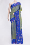 Mehandi Green Dual Tone Uppada Silk Saree with Zari And Thread Butta on the body and Fancy Border.  displayed on a mannequin