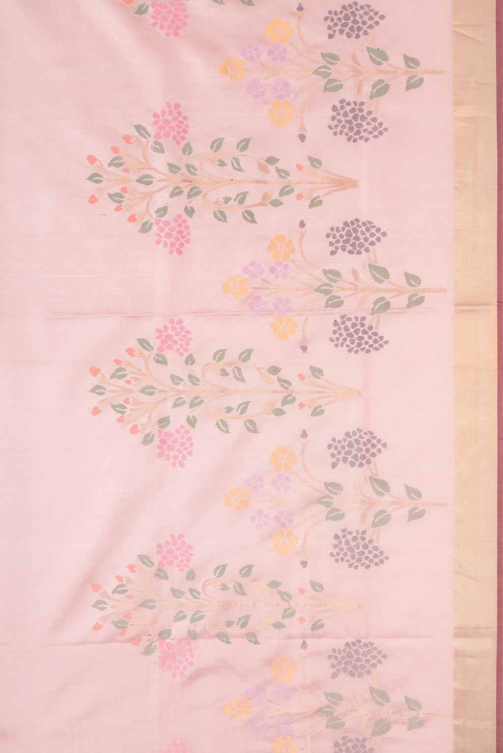 Border image of Pink Dual Tone Uppada Silk Saree with Zari Butta on the body and Fancy Border. 