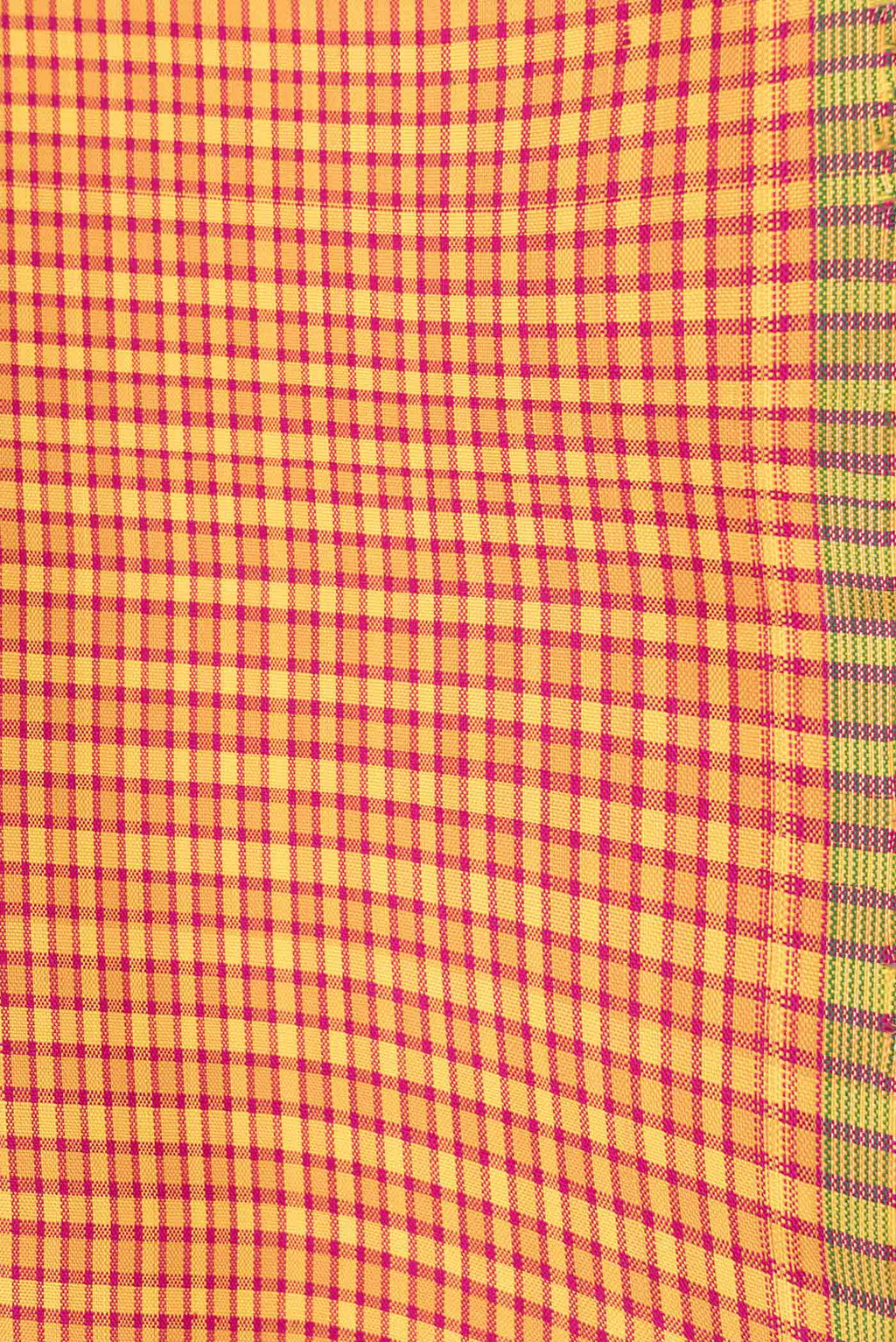Border image of Mustard Dual Tone Kanchipuram Saree with Checked design on the body and Zari Border. 