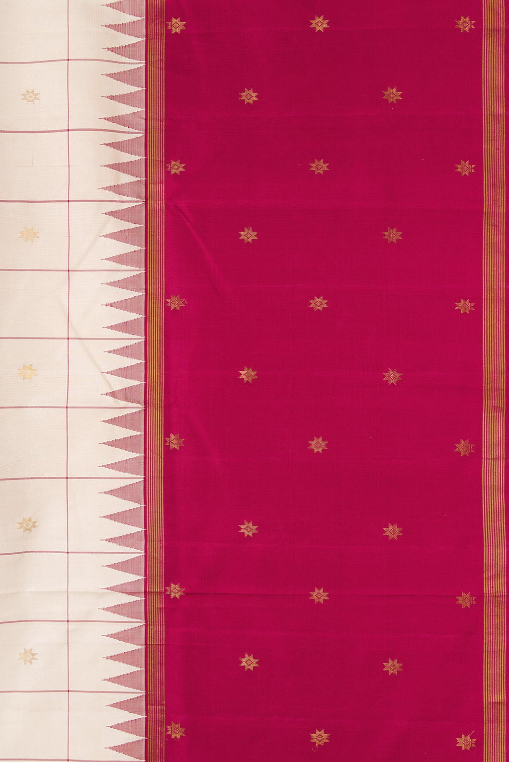 Border image of Sandal Dual Tone Kanjivaram Silk Saree with Checked design on the body and Zari Border. 