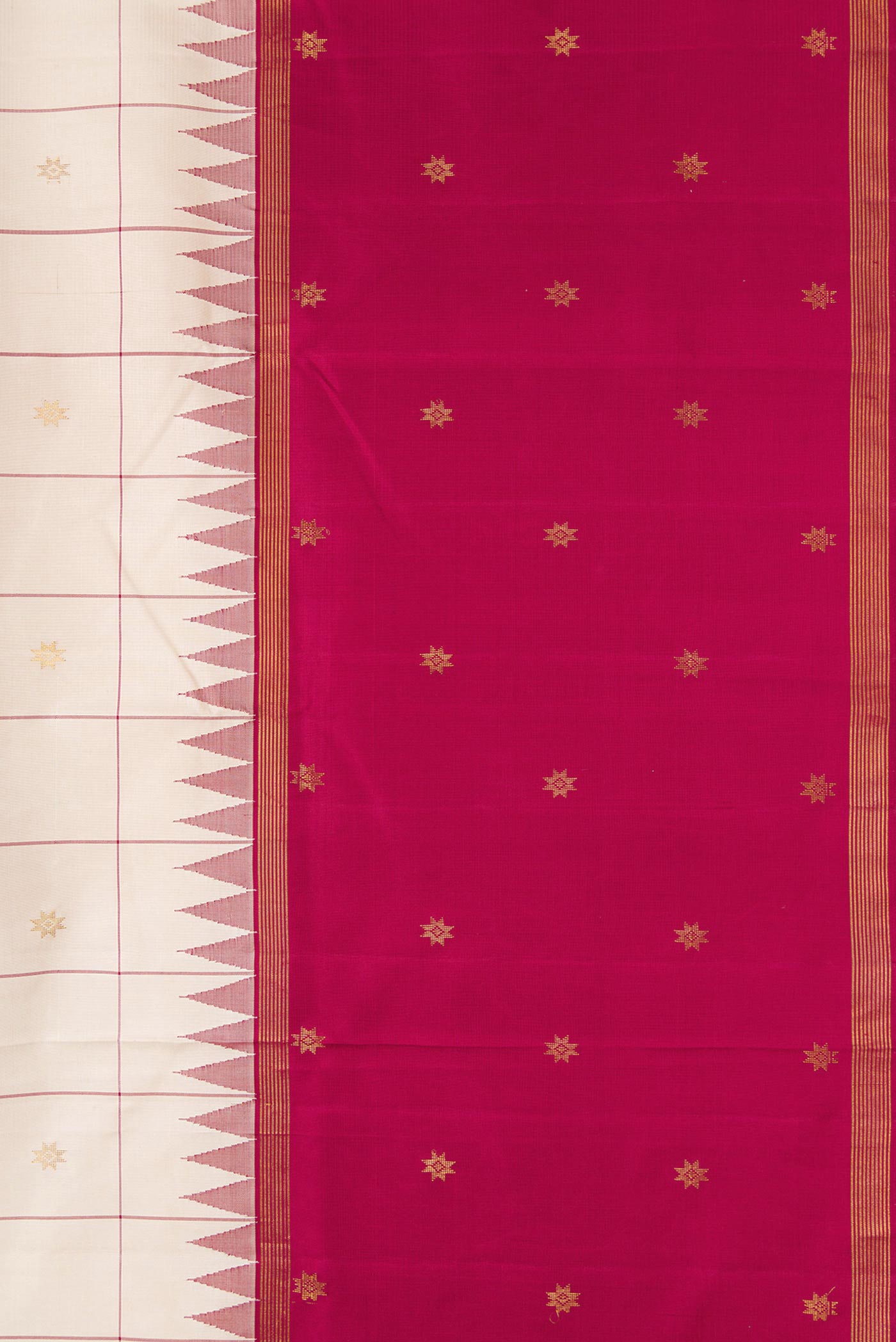 Border image of Sandal Dual Tone Kanjivaram Silk Saree with Checked design on the body and Zari Border. 