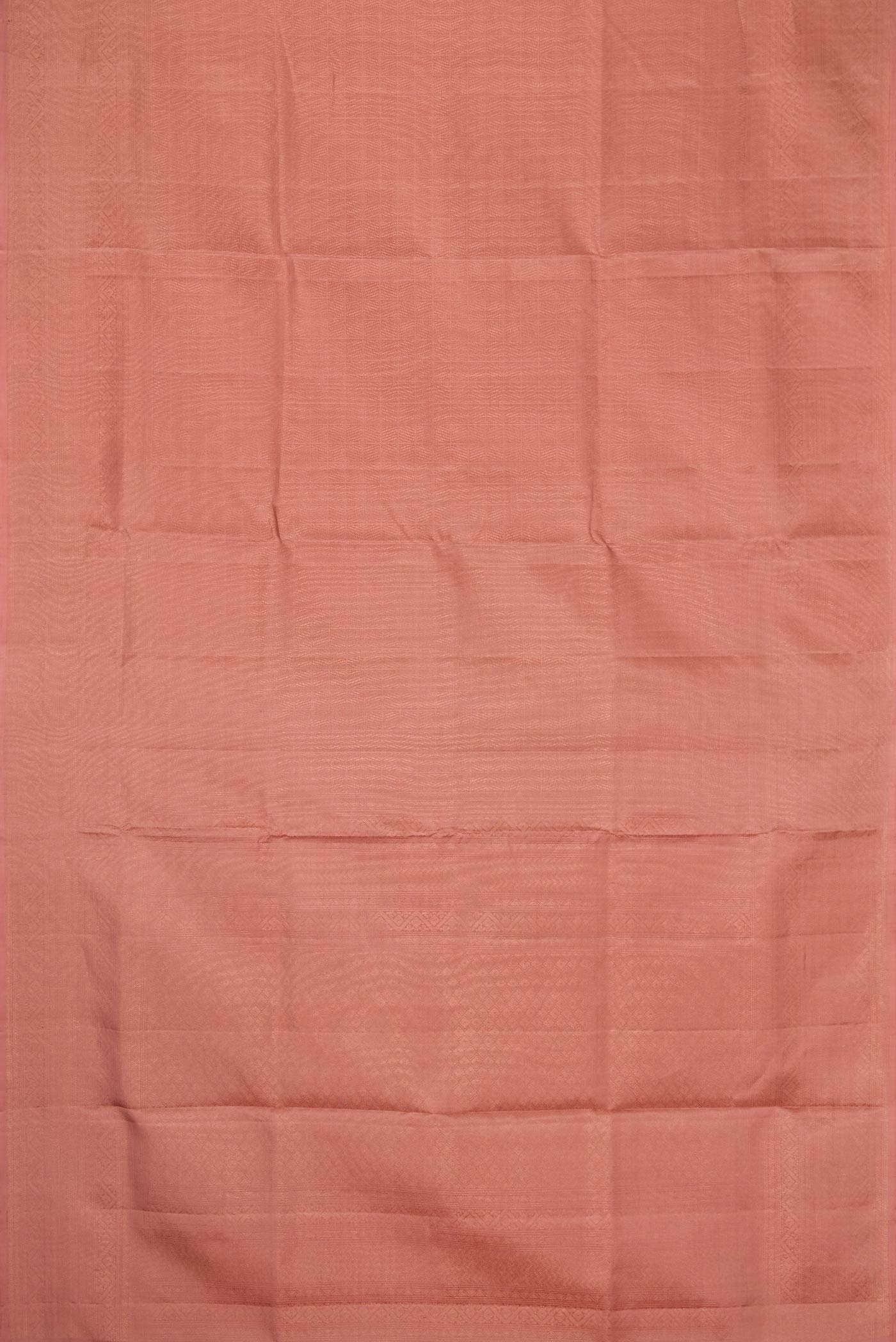 Flat view of Golden Peach Dual Tone Soft Silk Saree with Zari Brocade on the body and Zari Border. 