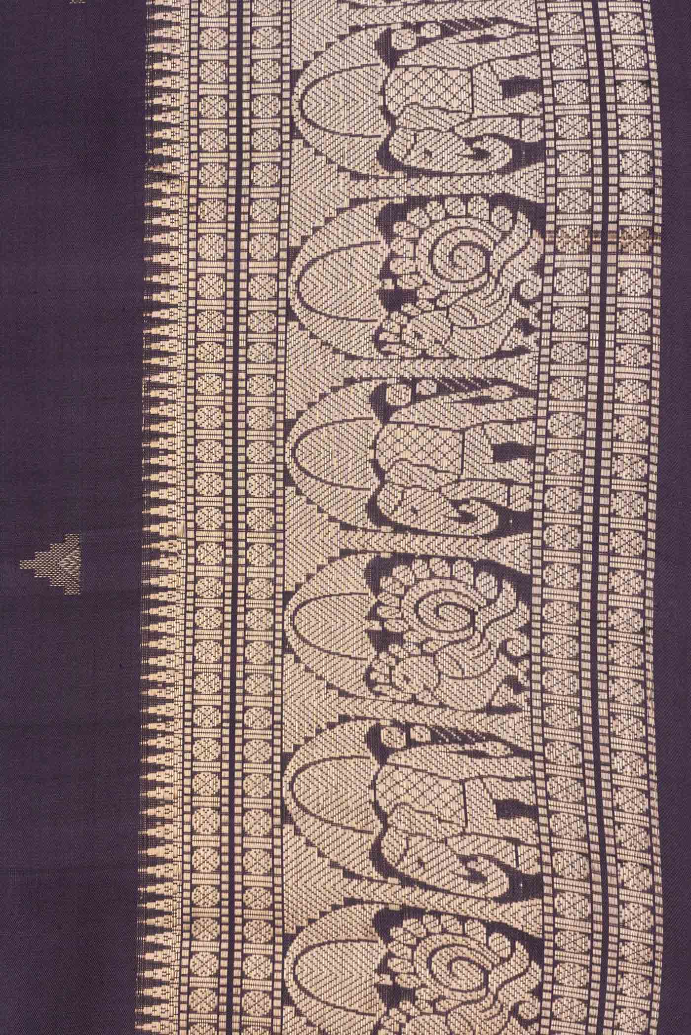 Border image of Navy Blue Dual Tone Soft Silk Saree with Zari Butta on the body and Zari Border. 