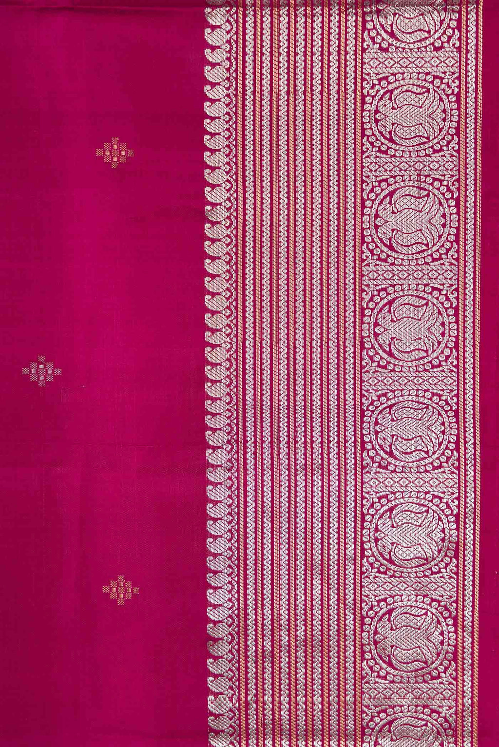 Border image of Magenta Dual Tone Soft Silk Saree with Zari Butta on the body and Zari Border. 
