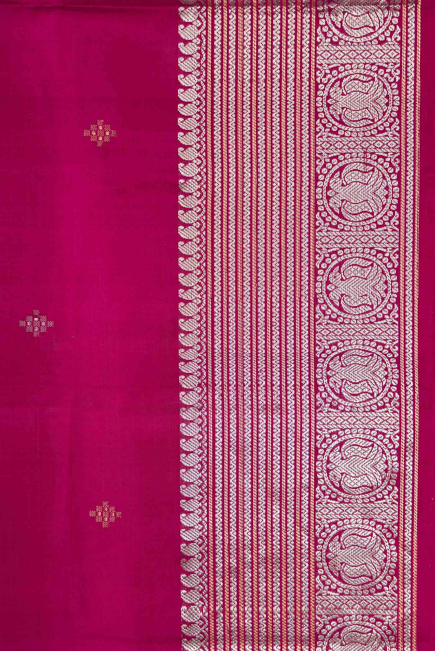 Border image of Magenta Dual Tone Soft Silk Saree with Zari Butta on the body and Zari Border. 