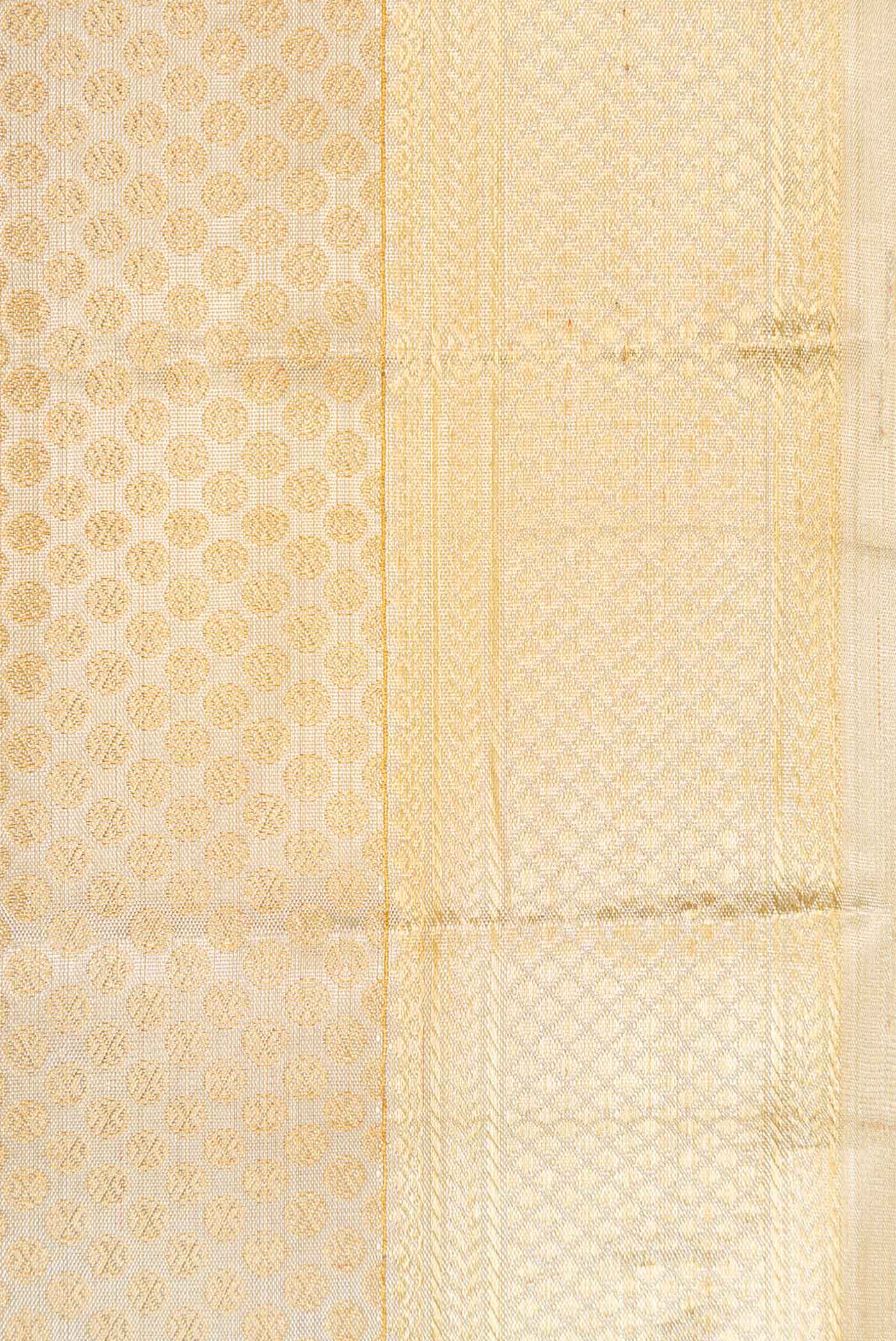 Border image of Gold Dual Tone Kanjivaram Tissue Silk Saree with Zari Brocade on the body and Zari Border. 