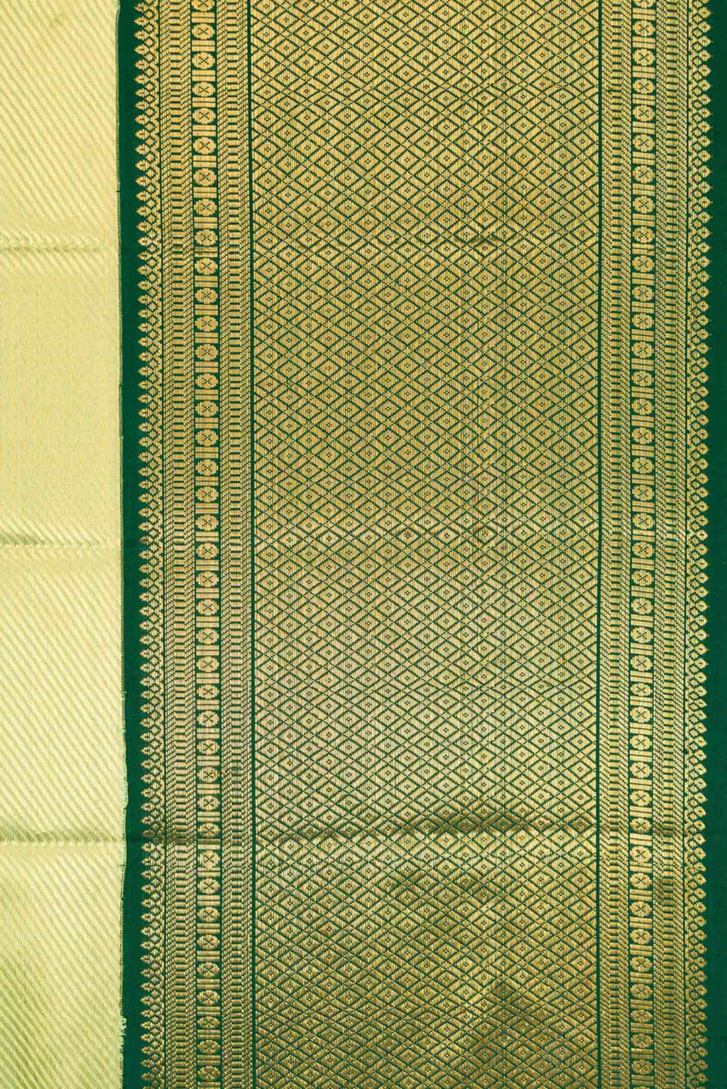 Border image of Pista Green Dual Tone Kanjivaram Silk Saree with Zari Brocade on the body and Zari Border. 