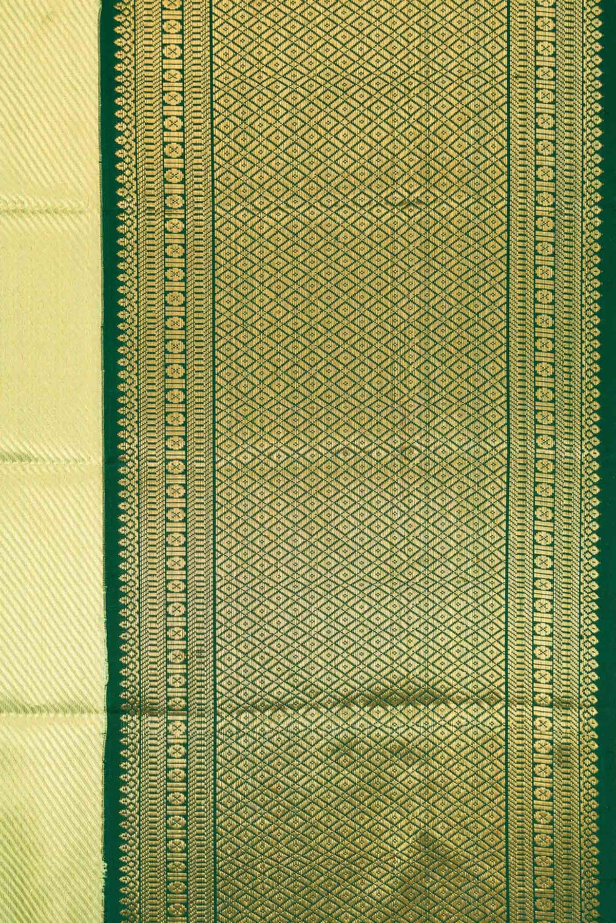 Border image of Pista Green Dual Tone Kanjivaram Silk Saree with Zari Brocade on the body and Zari Border. 